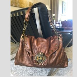 Leatherock studded bronze bag